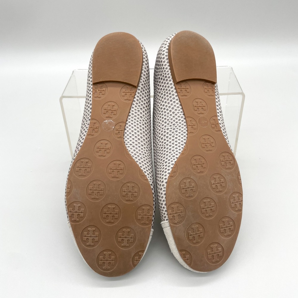 Tory Burch Serena Womens 7M Grey Snake Print Leather Ballet Flats Logo Preppy - Picture 11 of 12